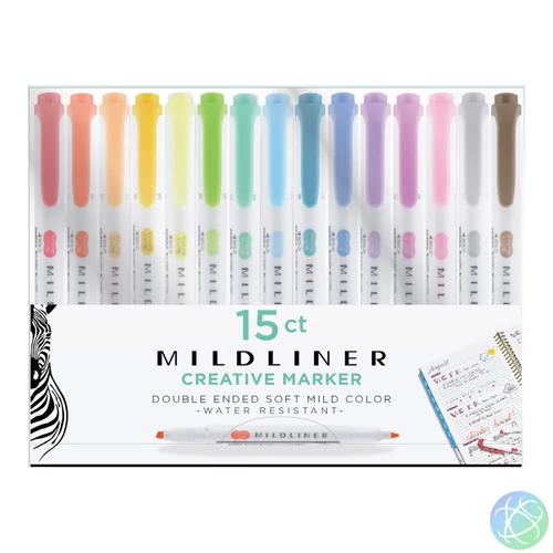 Mildliner Highlighter kétvégű szövegkiemelő készlet, 15 szín