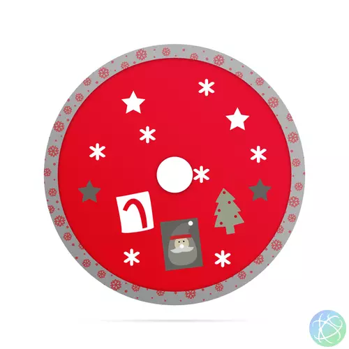 karácsonyfa alá terítő - 97 cm - poliészter - szürke / piros 58277A
