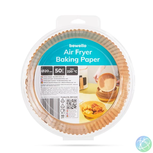 Airfryer sütőpapír, olaj nélküli sütőhöz, kerek, 20 cm, 50 db / csomag BW1020C