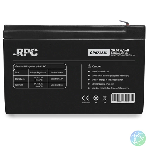 RPC Akkumulátor - GP07121L (12V/7Ah, T1/F1, zárt, gondozás mentes, AGM)
