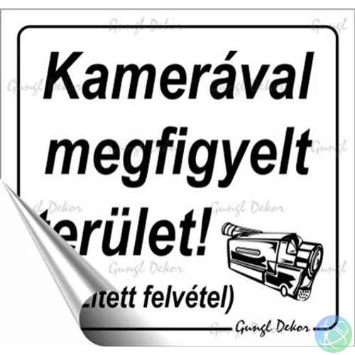 "Kamerával megfigyelt terület" információs matrica, 8.7×8.3 cm