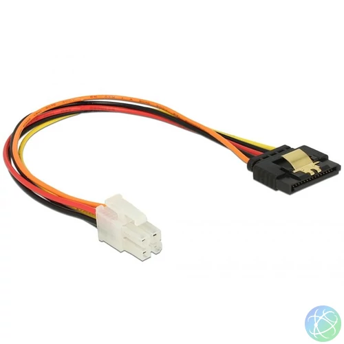 P4 male > SATA 15 pin receptacle kábel, 0,2m