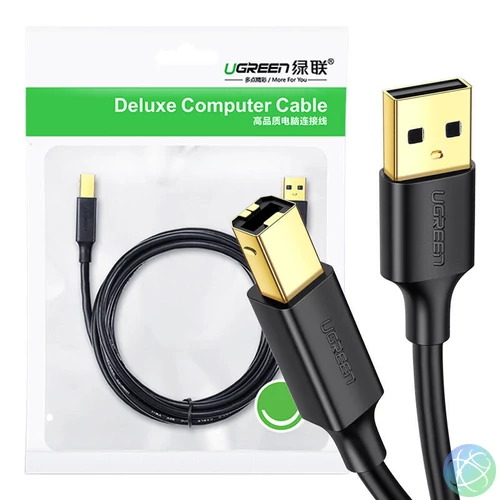 US135 USB 2.0 AB nyomtatókábel, aranyozott, 3 m (fekete)