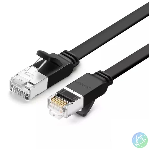 Ethernet RJ45 lapos kábel, Cat.6, UTP, 2m (fekete)