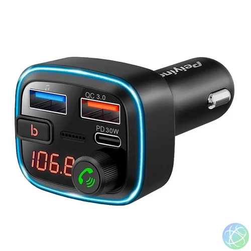 URZ0487 autós FM transzmitter és töltő 30W bluetooth 5.3