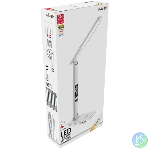 Asztali LED lámpa, Nathan, kijelzős, 6W, 5000K, AVIDE, fehér