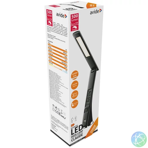Asztali LED lámpa, Claude, kijelzős, 5W, 5000K, AVIDE, fekete