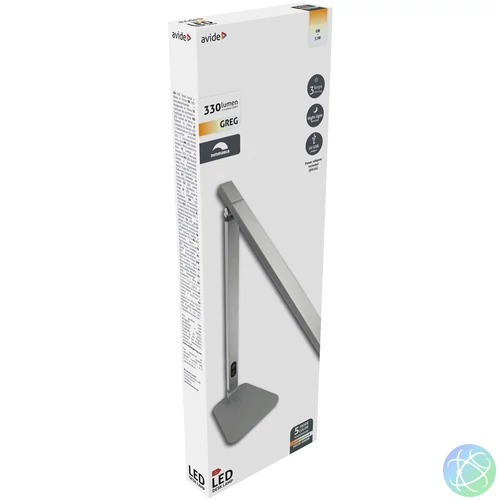 Asztali LED lámpa, összecsukható, 8W, 5000K, AVIDE, szürke
