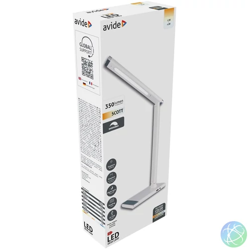Asztali LED lámpa, Scott, 12W, 5000K, AVIDE, fehér