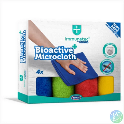 Törlőkendő mikroszálas 32 x 32 cm Immunetec BioActive 4 db/csomag Bonus_B785