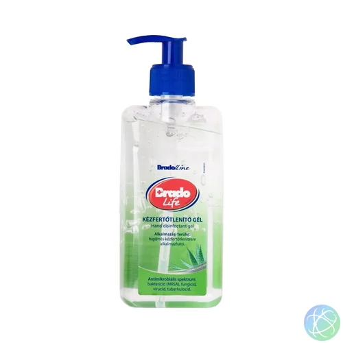 Kéz- és bőrfertőtlenítő gél pumpás 500 ml Bradolife aloe vera
