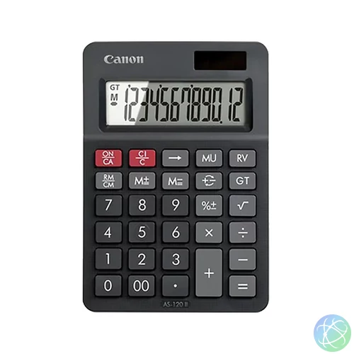Számológép asztali 12 számjegy, döntött kijelző, Canon, AS-120 II
