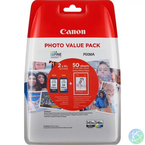 Canon PG545XL/CL546XL tintapatron + fotópapír multipack ORIGINAL