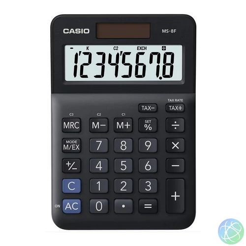 Számológép asztali 8 digit nagy, döntött kijelző Casio MS 8 F fekete