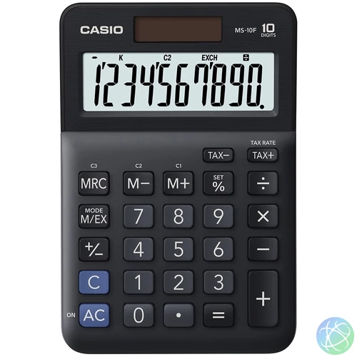 Számológép asztali 10 digit nagy, döntött kijelző Casio MS 10 F fekete