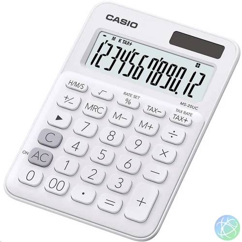 Számológép asztali 12 digit nagy kijelző Casio MS 20 UC fehér