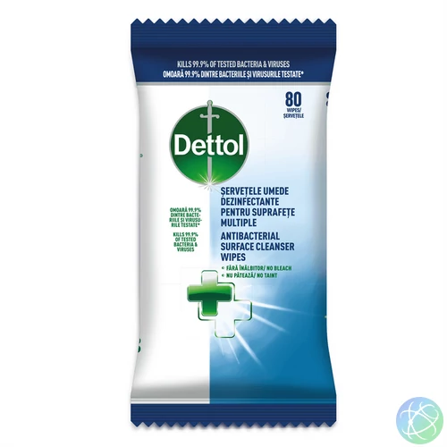 Nedves felülettisztító kendő antibakteriális hatással 80 db/csomag Dettol