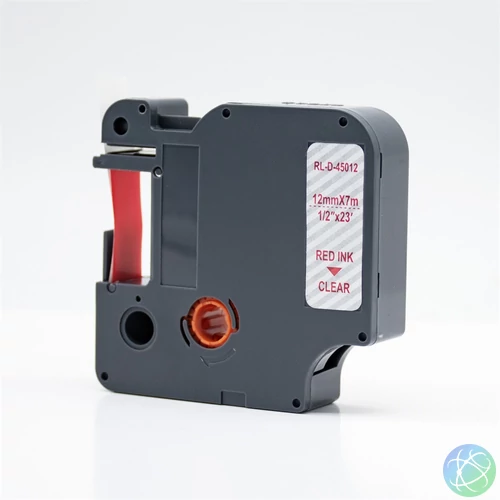 Feliratozógép szalag kompatibilis Dymo D1 S0720520/45012 12mmx7m ECO piros/víztiszta
