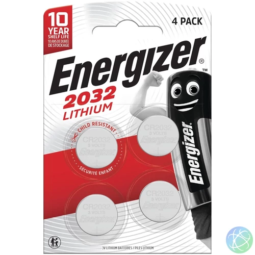 Elem gombelem CR2032 lítium 4 db/csomag, Energizer