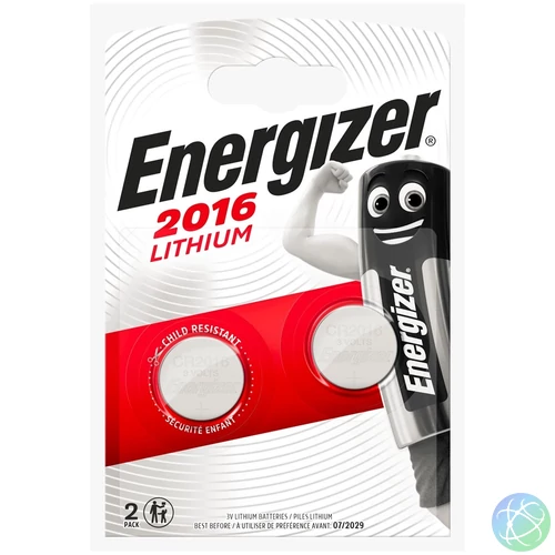 Elem gombelem CR2016 lítium 2 db/csomag, Energizer