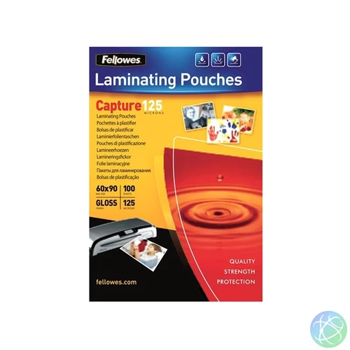 Lamináló fólia, 60x90mm, 125 mikron, fényes, 100 db/doboz, Fellowes®