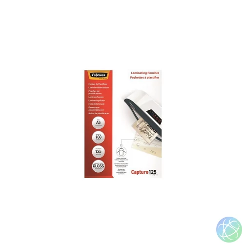 Lamináló fólia, A5, 125 mikron, fényes, 100 db/doboz, Fellowes®