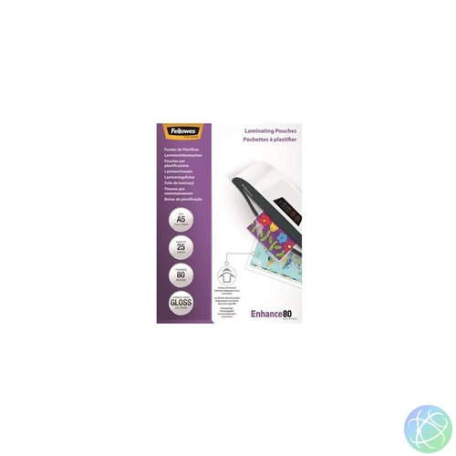 Lamináló fólia, A5, 80 mikron, fényes, 25 db/doboz, Fellowes®