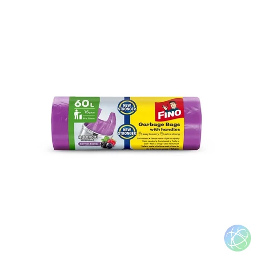 Szemeteszsák köthető füles 60 literes 15 db/tekercs Fino lila