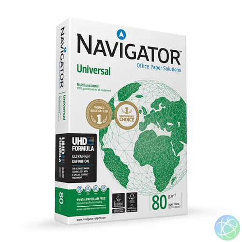 Másolópapír A4, 80g, Navigator Universal, CIE 169 fehérség, prémium minőség, 500ív/csomag