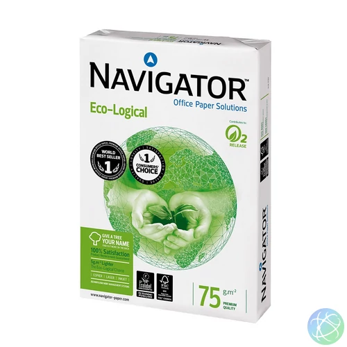Másolópapír A4, 75g, Navigator Eco-Logical, CIE 169 fehérség, prémium minőség, 500ív/csomag