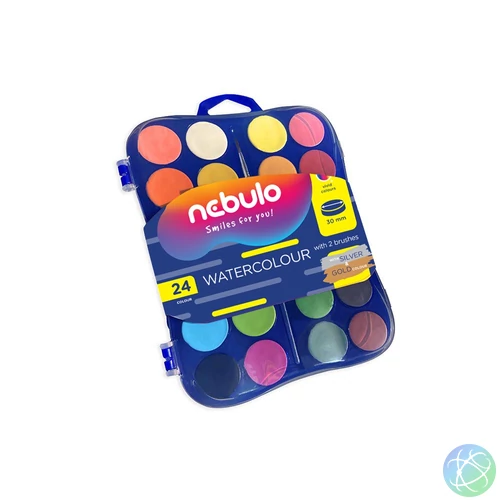 Vízfesték készlet, 24 db-os, 30mm festékgombokkal Nebulo