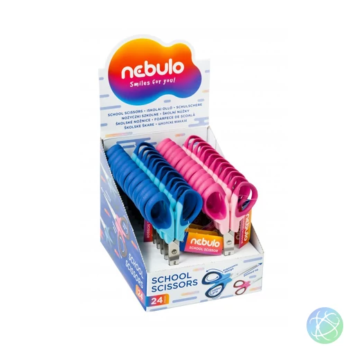 Olló 21cm, hegyes, ergonomikus, iskolai, Nebulo