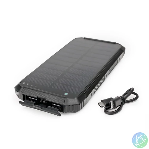Powerbank napelemes 15W 2X USB-A + USB-C Platinet fekete