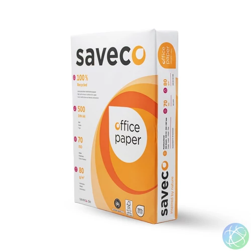 Másolópapír A4, 80g, újrahasznosított ISO 70 fehérségű Saveco Orange Label 500ív/csomag