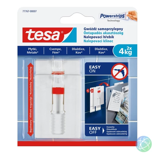 Akasztószög öntapadós, állítható sima felületekhez 4 kg teherbírás 2 darab/bliszter Tesa Powerstrips