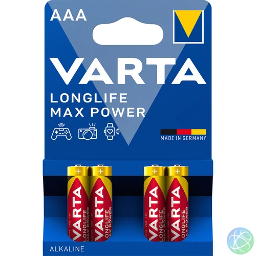 Elem AAA mikro LR03 Longlife Max Power 4 db/csomag, Varta