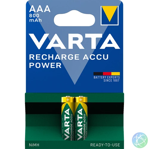 Elem tölthető akku AAA mikro 800 mAH Power 2 db/csomag, Varta