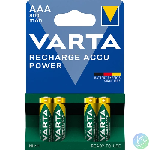 Elem tölthető akku AAA mikro 800 mAH Power 4 db/csomag, Varta