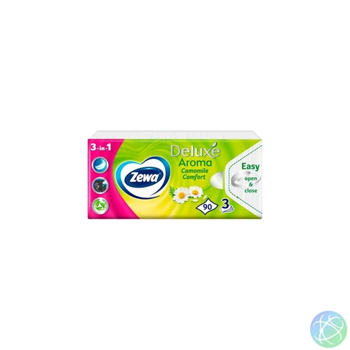 Papírzsebkendő 3 rétegű 90 db/csomag Zewa Deluxe Camomile Comfort