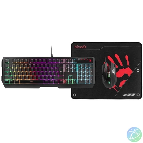 A4-Tech A4TKLA47265 Bloody B1700 USB fekete gamer billentyűzet + egér + egérpad csomag