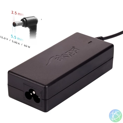 Akyga AK-ND-30 12V/5A/60W 5,5x2,5mm Mini PC notebook hálózati töltő