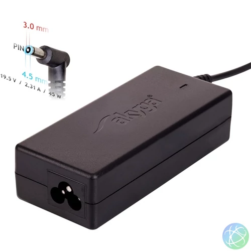 Akyga AK-ND-69 19,5V/2,31A/45W 4,5x3mm + pin HP / Compaq notebook hálózati töltő