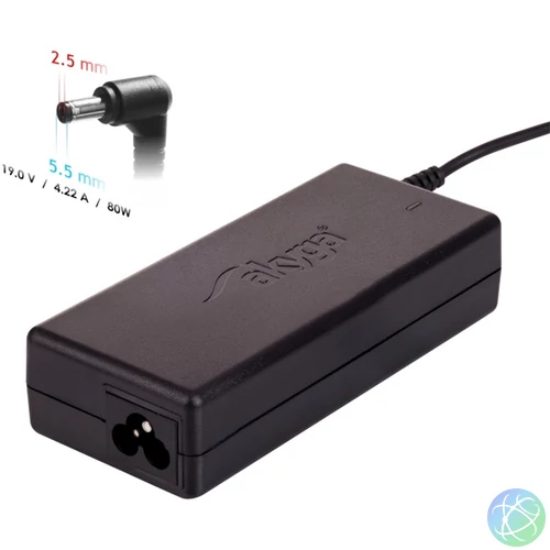 Akyga AK-ND-72 19V/4,22A/80W 5,5x2,5mm Fujitsu-Siemens / Toshiba / Zebra notebook hálózati töltő