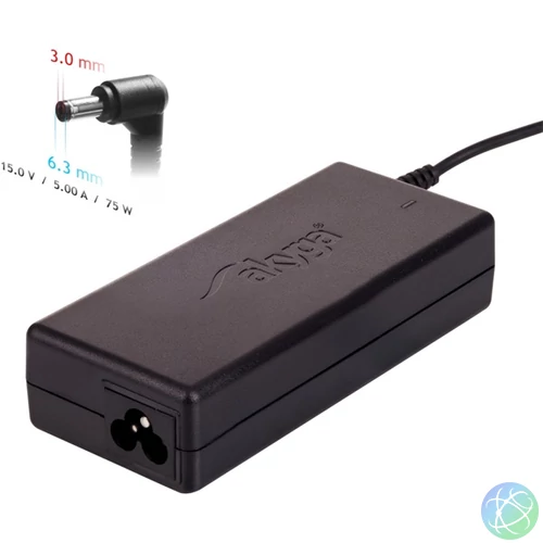Akyga AK-ND-14 15V/5A/75W 6,3x3,0mm Toshiba notebook hálózati töltő