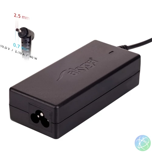 Akyga 19V/2,1A/40W 2,5x0,7mm Asus notebook hálózati töltő