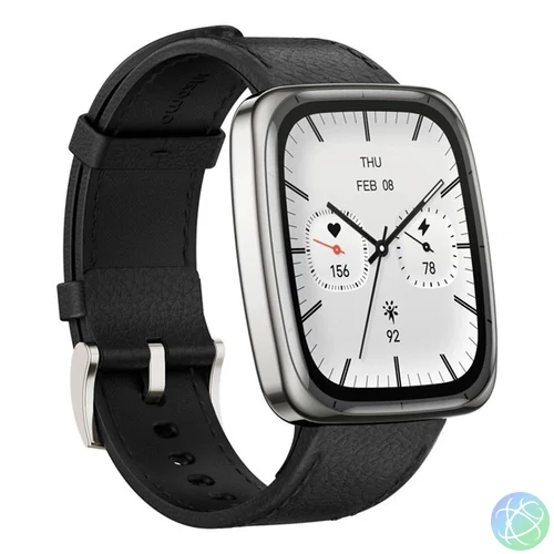 Amazfit Active 2 (Square) Black Leather Prérmium NFC fekete okosóra