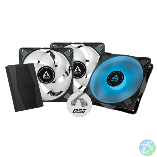 Arctic P12 PWM PST RGB 120mm 3db fekete ventilátor + controller