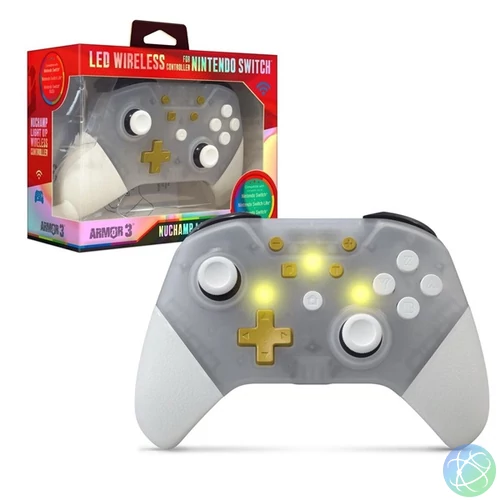 Armor3 M07467-CL NuChamp Nintendo Switch vezeték nélküli LED átlátszó kontroller