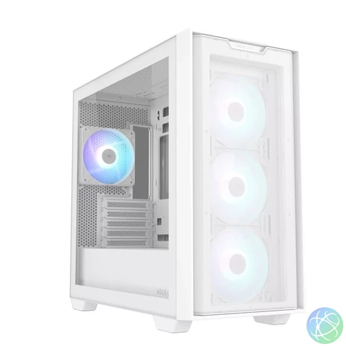 Asus A21 PLUS fehér (táp nélküli) ablakos ARGB mATX ház