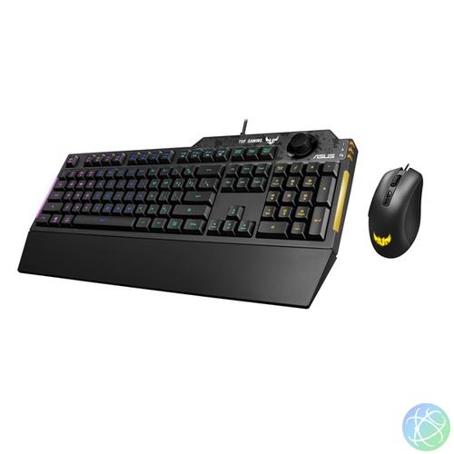 ASUS TUF Gaming K1 HUN fekete USB világító billentyűzet + TUF Gaming M3 gamer egér Combo